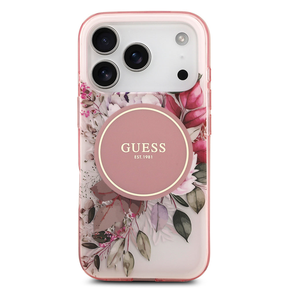 iPhone 17 Pro Kılıf Guess Orijinal Lisanslı M-safe Şarj Özellikli Flower Tonal Circle Kılıf