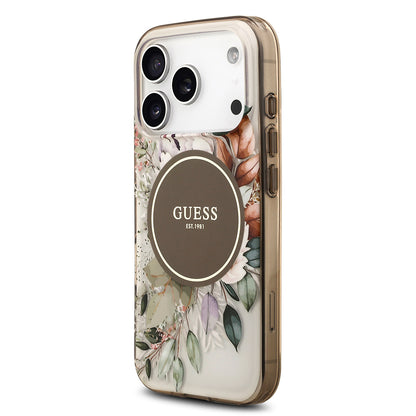 iPhone 17 Pro Kılıf Guess Orijinal Lisanslı M-safe Şarj Özellikli Flower Tonal Circle Kılıf