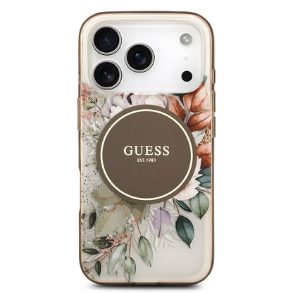 iPhone 17 Pro Kılıf Guess Orijinal Lisanslı M-safe Şarj Özellikli Flower Tonal Circle Kılıf