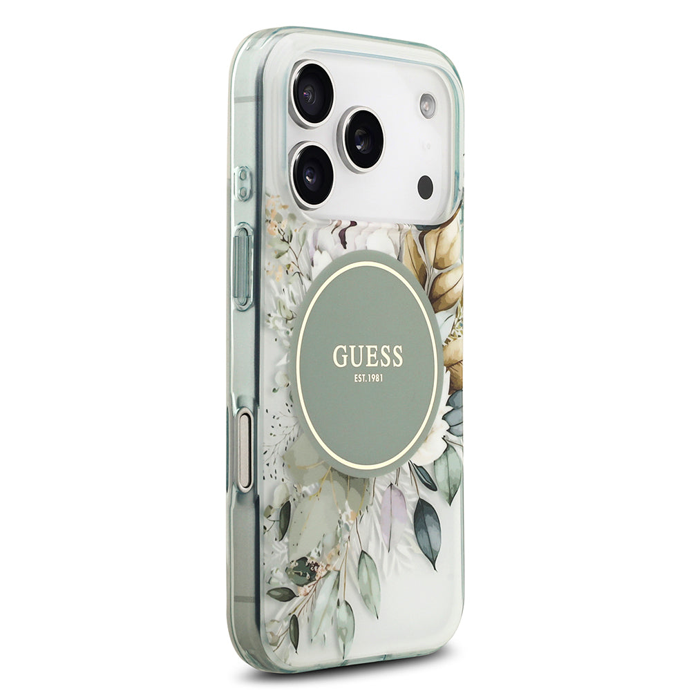 iPhone 17 Pro Kılıf Guess Orijinal Lisanslı M-safe Şarj Özellikli Flower Tonal Circle Kılıf