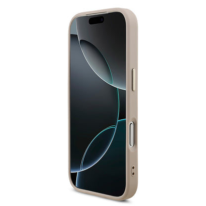 iPhone 17 Pro Kılıf Guess Orijinal Lisanslı M-safe Şarj Özellikli Gold Metal Kamera Çerçeveli Taşlı Üçgen Logo 4G Desenli Kılıf