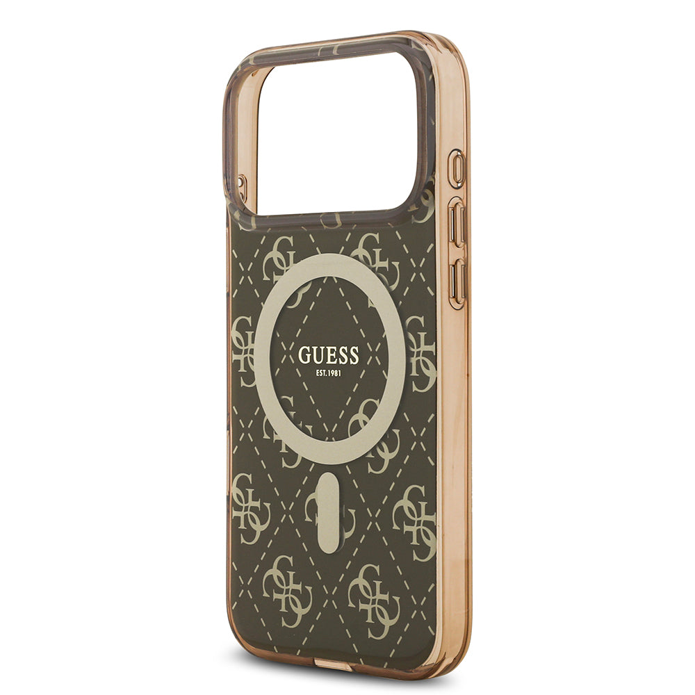 iPhone 17 Pro Kılıf Guess Orijinal Lisanslı M-safe Şarj Özellikli IML Baskılı Klasik Logolu 4G Desenli Kılıf