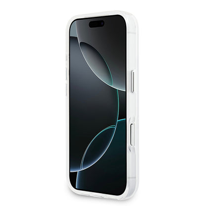 iPhone 17 Pro Kılıf Guess Orijinal Lisanslı M-safe Şarj Özellikli IML Baskılı Üçgen Logolu Metal Kamera Çerçeveli Kılıf