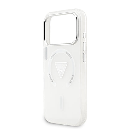 iPhone 17 Pro Kılıf Guess Orijinal Lisanslı M-safe Şarj Özellikli IML Baskılı Üçgen Logolu Metal Kamera Çerçeveli Kılıf