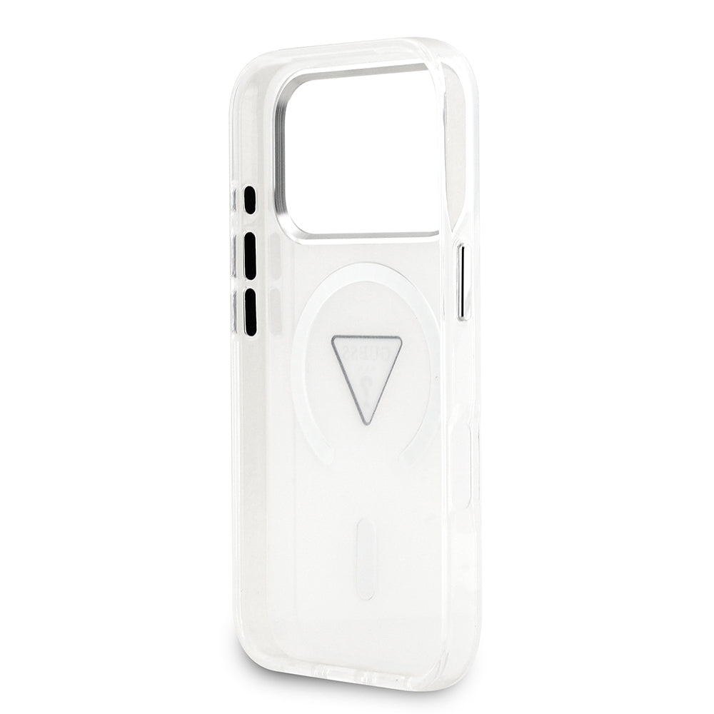 iPhone 17 Pro Kılıf Guess Orijinal Lisanslı M-safe Şarj Özellikli IML Baskılı Üçgen Logolu Metal Kamera Çerçeveli Kılıf