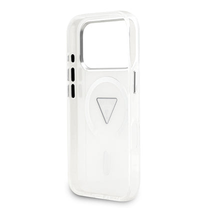 iPhone 17 Pro Kılıf Guess Orijinal Lisanslı M-safe Şarj Özellikli IML Baskılı Üçgen Logolu Metal Kamera Çerçeveli Kılıf