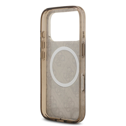 iPhone 17 Pro Kılıf Guess Orijinal Lisanslı M-safe Şarj Özellikli IML Peony ve 4G Desenli Klasik Logolu Kılıf