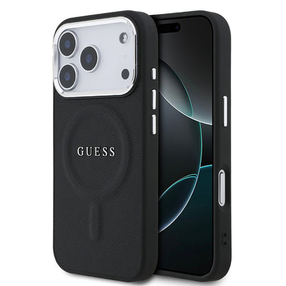 iPhone 17 Pro Kılıf Guess Orijinal Lisanslı M-safe Şarj Özellikli Klasik Yazı Logolu PU Deri Kılıf