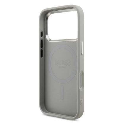 iPhone 17 Pro Kılıf Guess Orijinal Lisanslı M-safe Şarj Özellikli Metal Kamera Çerçeveli Üçgen Logolu Glitter Kılıf