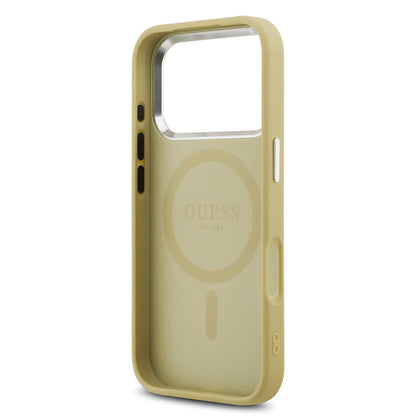 iPhone 17 Pro Kılıf Guess Orijinal Lisanslı M-safe Şarj Özellikli Metal Kamera Çerçeveli Üçgen Logolu Glitter Kılıf