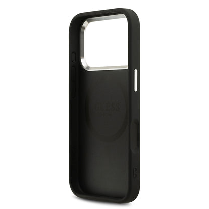 iPhone 17 Pro Kılıf Guess Orijinal Lisanslı M-safe Şarj Özellikli Sıcak Baskılı Klasik Yazı Logolu PU Deri Peony Kılıf