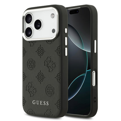 iPhone 17 Pro Kılıf Guess Orijinal Lisanslı M-safe Şarj Özellikli Sıcak Baskılı Klasik Yazı Logolu PU Deri Peony Kılıf