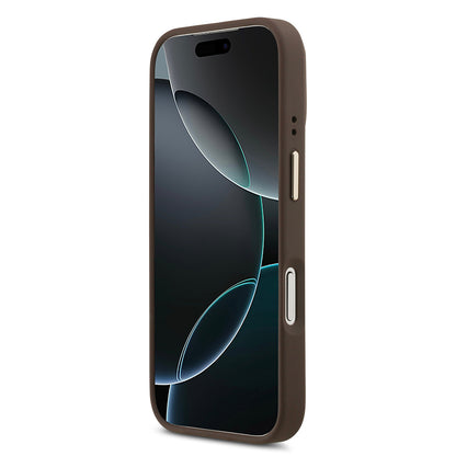 iPhone 17 Pro Kılıf Guess Orijinal Lisanslı M-safe Şarj Özellikli Sıcak Baskılı Yazı Logolu PU Deri Peony Kılıf