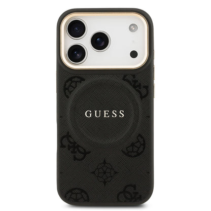 iPhone 17 Pro Kılıf Guess Orijinal Lisanslı M-safe Şarj Özellikli Sıcak Baskılı Yazı Logolu PU Deri Peony Kılıf