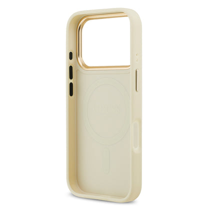 iPhone 17 Pro Kılıf Guess Orijinal Lisanslı M-safe Şarj Özellikli Sıcak Baskılı Yazı Logolu PU Deri Peony Kılıf