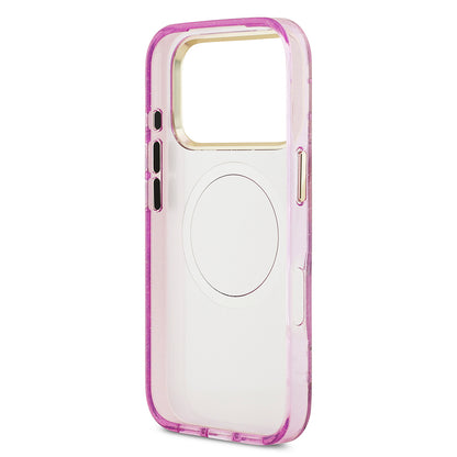 iPhone 17 Pro Kılıf Guess Orijinal Lisanslı M-safe Şarj Özellikli Simli Çiçek Desenli Metal Kamera Çerçeveli Üçgen Logolu Kılıf