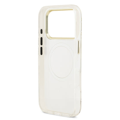 iPhone 17 Pro Kılıf Guess Orijinal Lisanslı M-safe Şarj Özellikli Simli Çiçek Desenli Metal Kamera Çerçeveli Üçgen Logolu Kılıf