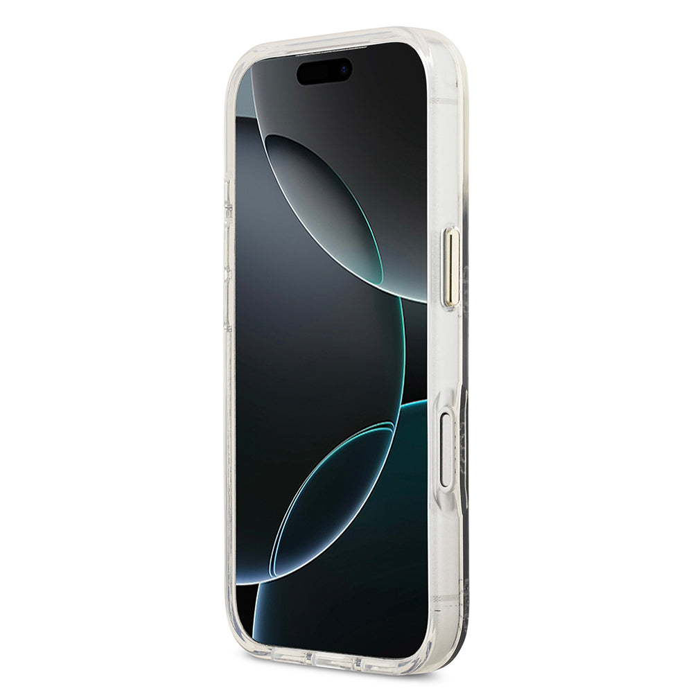 iPhone 17 Pro Kılıf Guess Orijinal Lisanslı M-safe Şarj Özellikli Simli Peony Desenli Silikon Kılıf