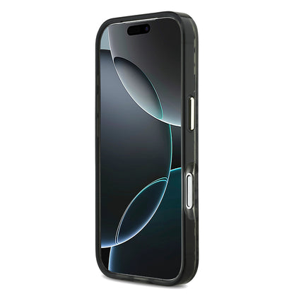 iPhone 17 Pro Kılıf Guess Orijinal Lisanslı M-safe Şarj Özellikli Üçgen Logolu Simli Leopar Desenli Kılıf