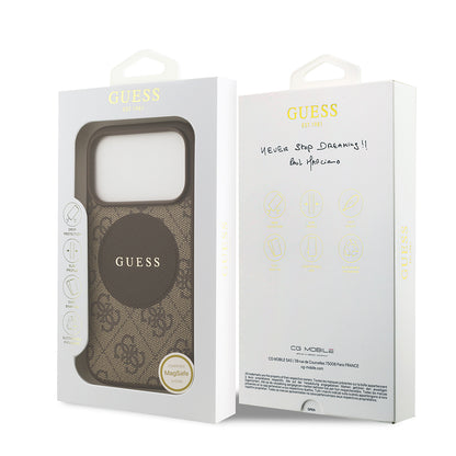 iPhone 17 Pro Kılıf Guess Orijinal Lisanslı M-safe Şarj Özellikli Yazı Logolu Circle Classic Kılıf