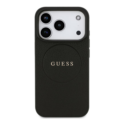 iPhone 17 Pro Kılıf Guess Orijinal Lisanslı M-safe Şarj Özellikli Yazı Logolu PU Deri Kılıf