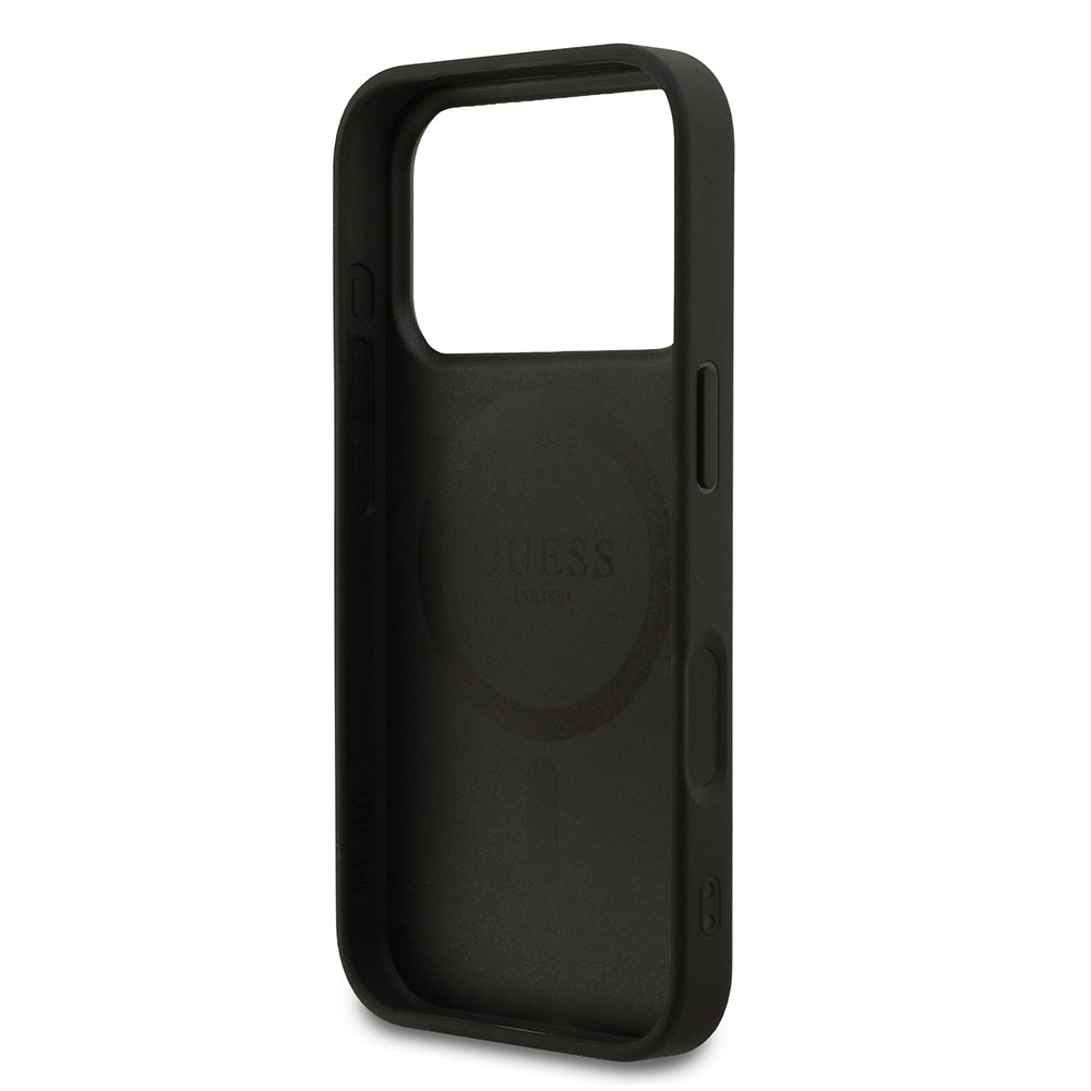 iPhone 17 Pro Kılıf Guess Orijinal Lisanslı M-safe Şarj Özellikli Yazı Logolu PU Deri Kılıf