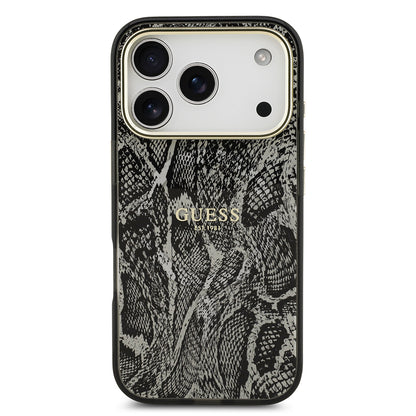 iPhone 17 Pro Kılıf Guess Orijinal Lisanslı M-safe Şarj Özellikli Yazı Logolu Python Desenli Kılıf