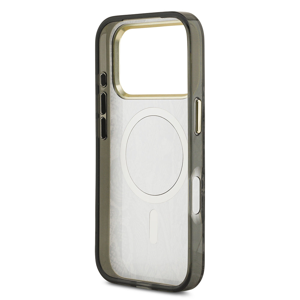 iPhone 17 Pro Kılıf Guess Orijinal Lisanslı M-safe Şarj Özellikli Yazı Logolu Python Desenli Kılıf