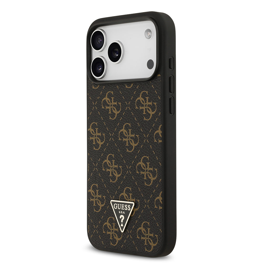iPhone 17 Pro Kılıf Guess Orijinal Lisanslı PU Deri 4G Desenli Üçgen Logolu Kılıf
