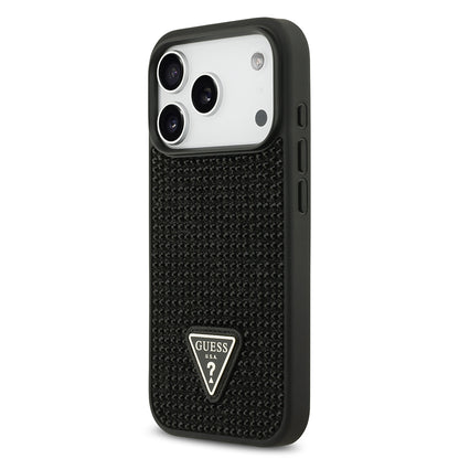 iPhone 17 Pro Kılıf Guess Orijinal Lisanslı Taşlı Arka Yüzey Üçgen Logolu Kılıf