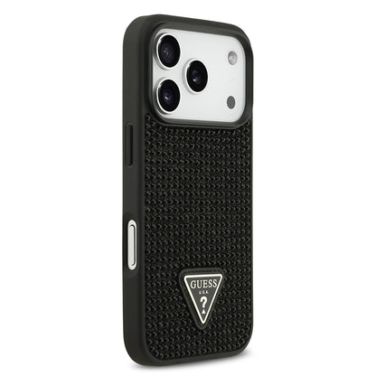 iPhone 17 Pro Kılıf Guess Orijinal Lisanslı Taşlı Arka Yüzey Üçgen Logolu Kılıf