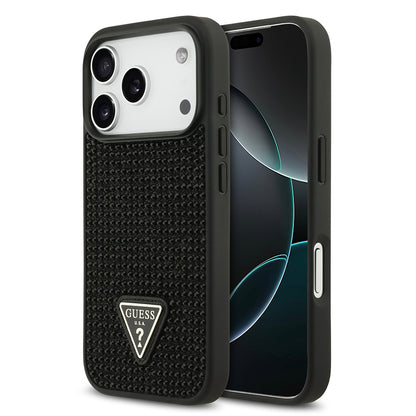 iPhone 17 Pro Kılıf Guess Orijinal Lisanslı Taşlı Arka Yüzey Üçgen Logolu Kılıf