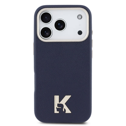 iPhone 17 Pro Kılıf Karl Lagerfeld Orijinal Lisanslı M-safe Şarj Özellikli Gold Kamera Çerçeveli KHEAD Metal Logolu PU Deri Kılıf