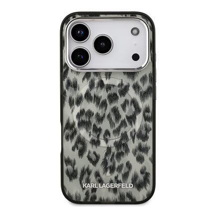iPhone 17 Pro Kılıf Karl Lagerfeld Orijinal Lisanslı M-safe Şarj Özellikli IML Leopar Baskılı Kılıf