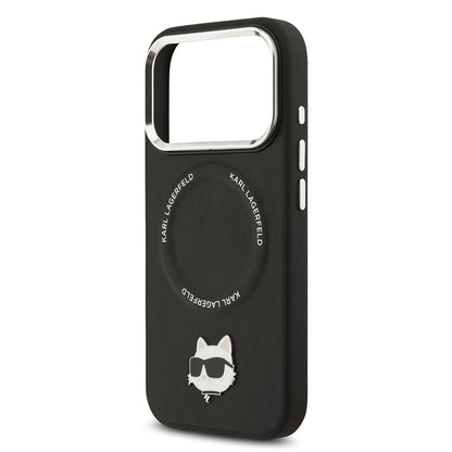 iPhone 17 Pro Kılıf Karl Lagerfeld Orijinal Lisanslı M-safe Şarj Özellikli Metal Kamera ve Buton Tasarımlı Choupette PU Deri Kılıf