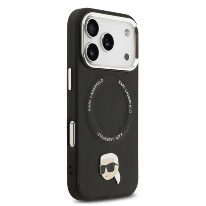 iPhone 17 Pro Kılıf Karl Lagerfeld Orijinal Lisanslı M-safe Şarj Özellikli Metal Kamera ve Buton Tasarımlı Karl PU Deri Kılıf