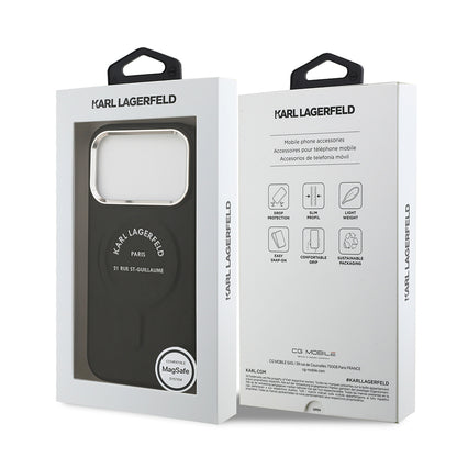 iPhone 17 Pro Kılıf Karl Lagerfeld Orijinal Lisanslı M-safe Şarj Özellikli Metal Kamera ve Buton Tasarımlı Paris RSG PU Deri Kılıf