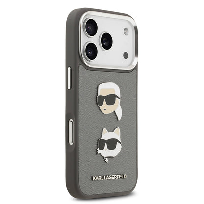 iPhone 17 Pro Kılıf Karl Lagerfeld Orijinal Lisanslı Metal Logolu K&C Heads Pin Kılıf