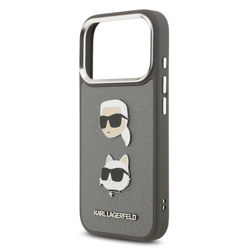 iPhone 17 Pro Kılıf Karl Lagerfeld Orijinal Lisanslı Metal Logolu K&C Heads Pin Kılıf