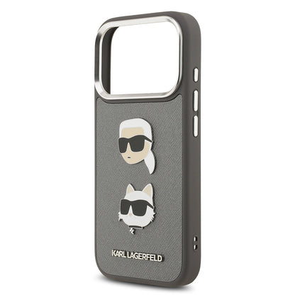 iPhone 17 Pro Kılıf Karl Lagerfeld Orijinal Lisanslı Metal Logolu K&C Heads Pin Kılıf
