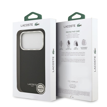 iPhone 17 Pro Kılıf Lacoste Orijinal Lisanslı M-safe Şarj Özellikli Champs Elysees PU Deri Tasarımlı Kılıf