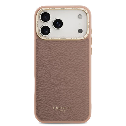 iPhone 17 Pro Kılıf Lacoste Orijinal Lisanslı M-safe Şarj Özellikli Champs Elysees PU Deri Tasarımlı Kılıf