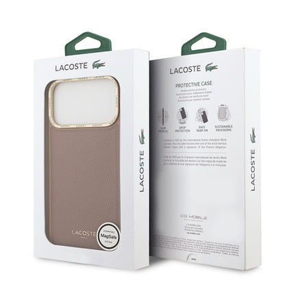 iPhone 17 Pro Kılıf Lacoste Orijinal Lisanslı M-safe Şarj Özellikli Champs Elysees PU Deri Tasarımlı Kılıf