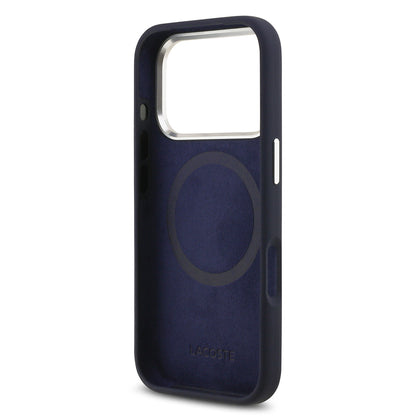 iPhone 17 Pro Kılıf Lacoste Orijinal Lisanslı M-safe Şarj Özellikli İkonik Logolu Metal Kamera Çerçeveli Silikon Kılıf