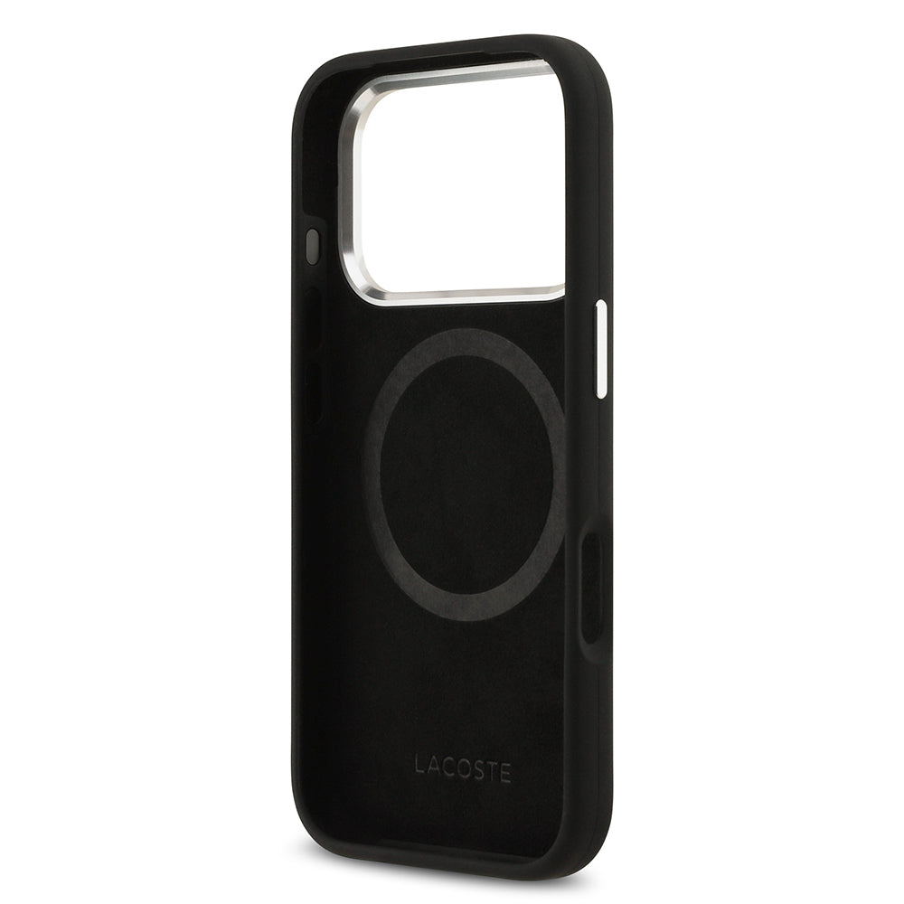 iPhone 17 Pro Kılıf Lacoste Orijinal Lisanslı M-safe Şarj Özellikli İkonik Logolu Metal Kamera Çerçeveli Silikon Kılıf