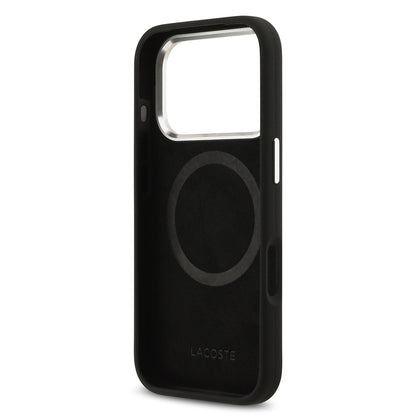 iPhone 17 Pro Kılıf Lacoste Orijinal Lisanslı M-safe Şarj Özellikli İkonik Logolu Metal Kamera Çerçeveli Silikon Kılıf