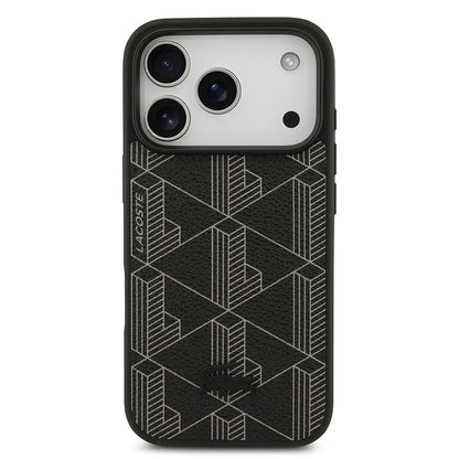 iPhone 17 Pro Kılıf Lacoste Orijinal Lisanslı M-safe Şarj Özellikli PU Deri Tasarımlı Kartlıklı Karışık Monogram Desenli Kılıf