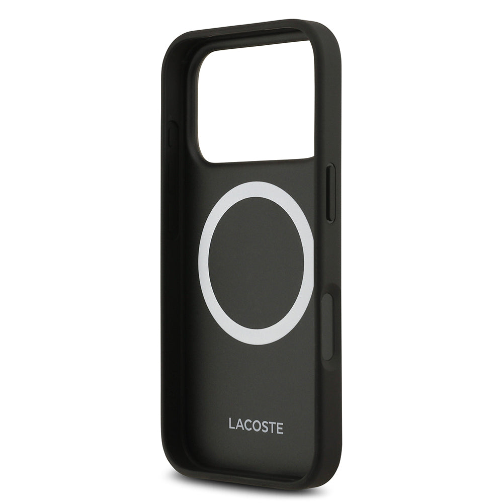 iPhone 17 Pro Kılıf Lacoste Orijinal Lisanslı M-safe Şarj Özellikli PU Deri Tasarımlı Kartlıklı Karışık Monogram Desenli Kılıf