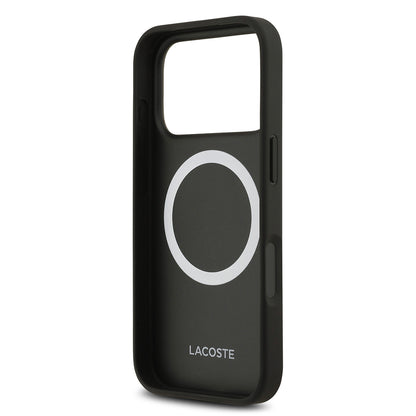 iPhone 17 Pro Kılıf Lacoste Orijinal Lisanslı M-safe Şarj Özellikli PU Deri Tasarımlı Kartlıklı Karışık Monogram Desenli Kılıf