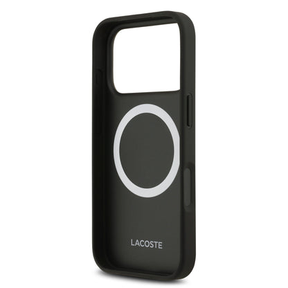 iPhone 17 Pro Kılıf Lacoste Orijinal Lisanslı M-safe Şarj Özellikli PU Deri Tasarımlı Kartlıklı Karışık Monogram Desenli Kılıf